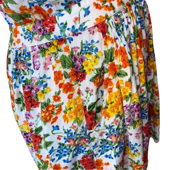 Vintage 80’s Blue Cabana Floral Romper Size Small - Picture 9 of 10